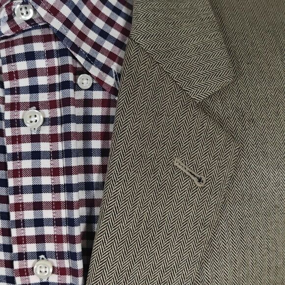 JOS A BANK Men's Sport Coat Blazer Two Button Brown Herringbone Silk Camel 43L - Picture 7 of 14